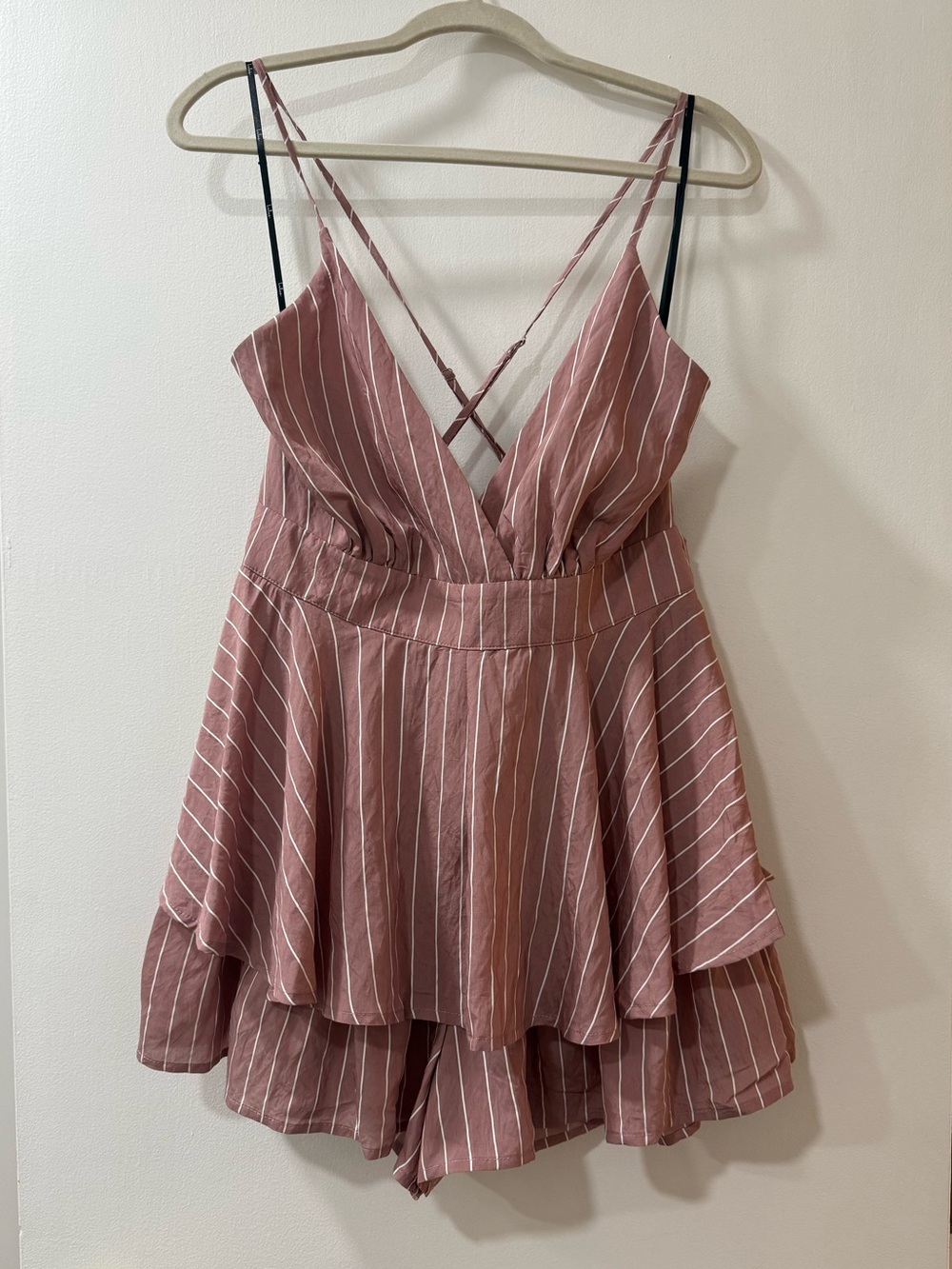 Lulu's Dusty Rose Striped Romper